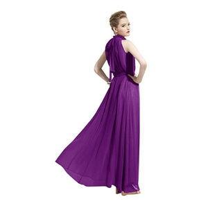 Chiffon Ruffle Neck Sleeveless Maxi Gown